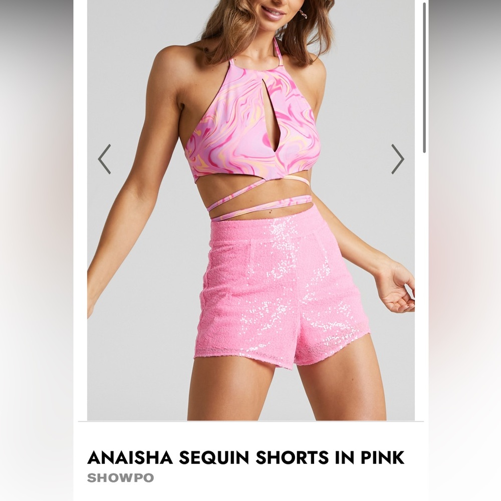Showpo anaisha  sequin pink shorts perfect for lover outfit for Taylor swift